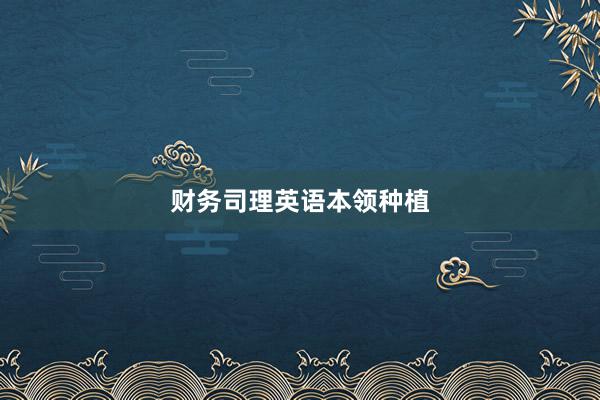 财务司理英语本领种植